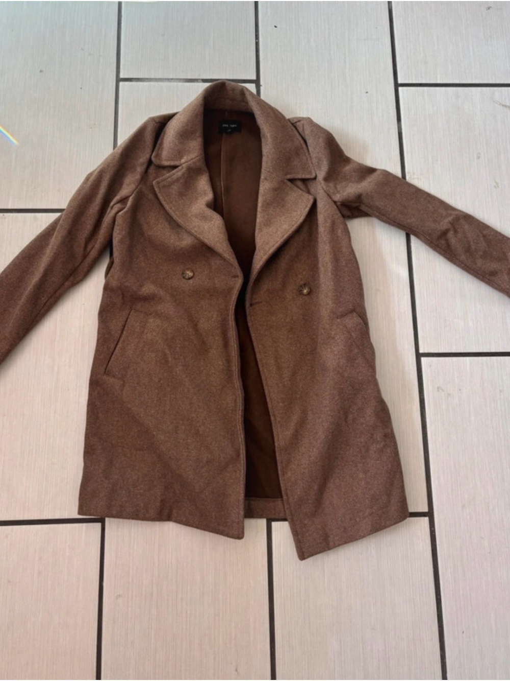 Love Tree Brown Double-Breasted Pea Coat